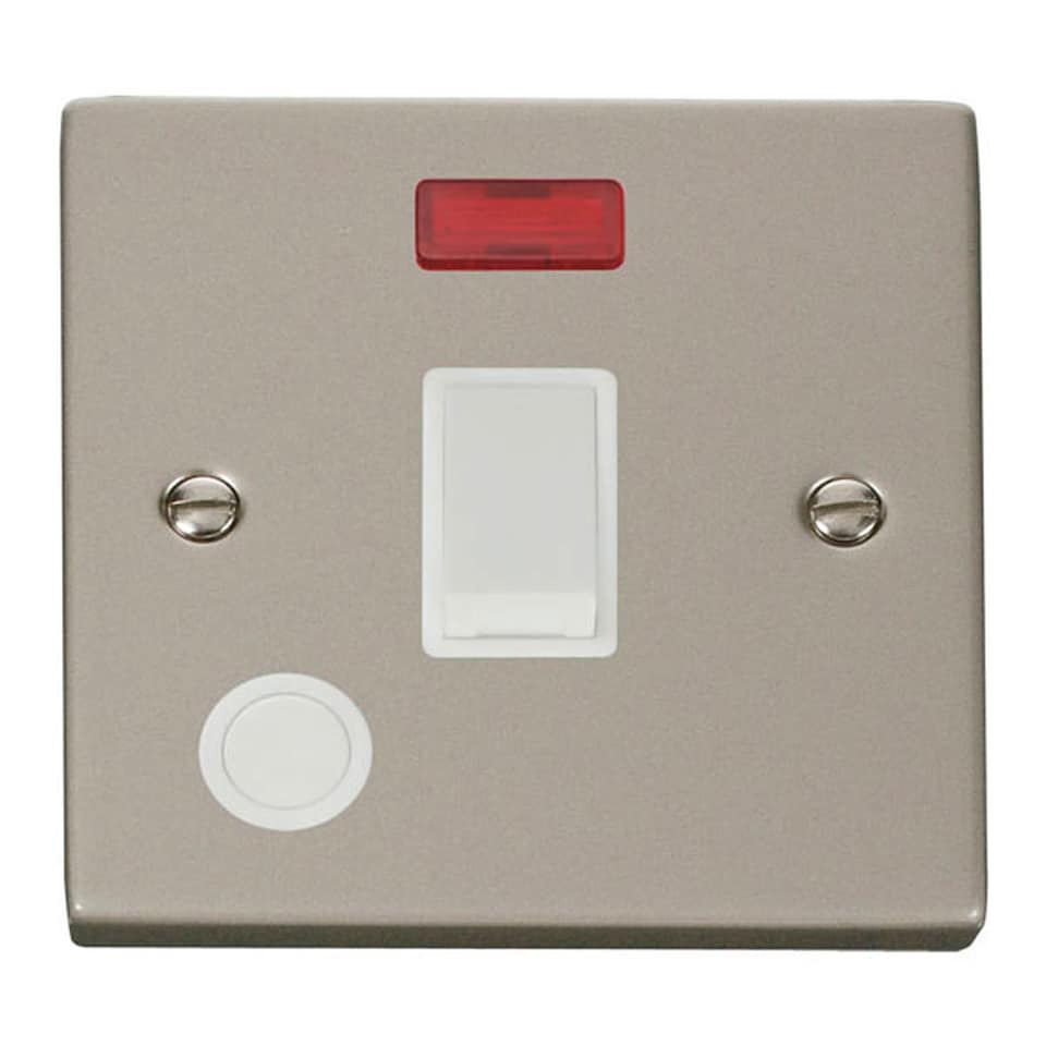 SE HOME Pearl Nickel 1 Gang 20A DP Switch With Flex With Neon | Silver | Pearl Nickel