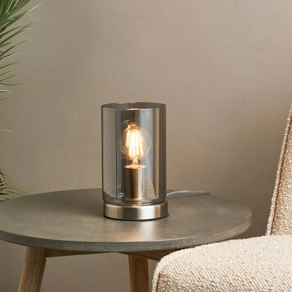 image 1 of Kingsholm Satin Nickel & Glass Touch Table Lamp Silver
