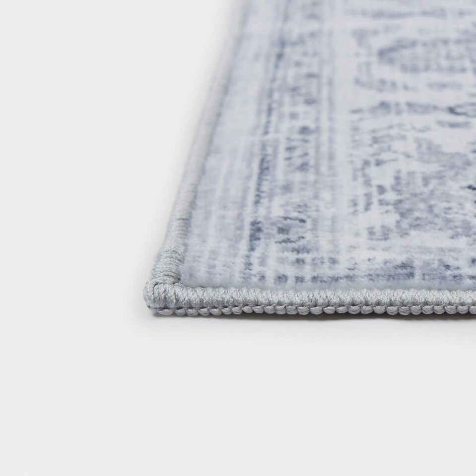 image 1 of OHS Vintage Print Washable Indoor Carpet Floor Rug Runner, 66x200cm - Blue | Blue | 66x200cm