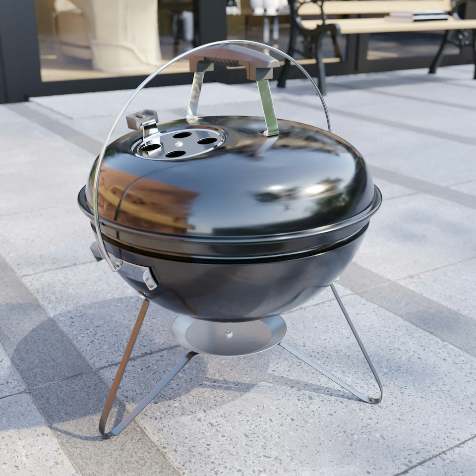 image 1 of Garden Vida Kansas Small Kettle Grill BBQ, Black