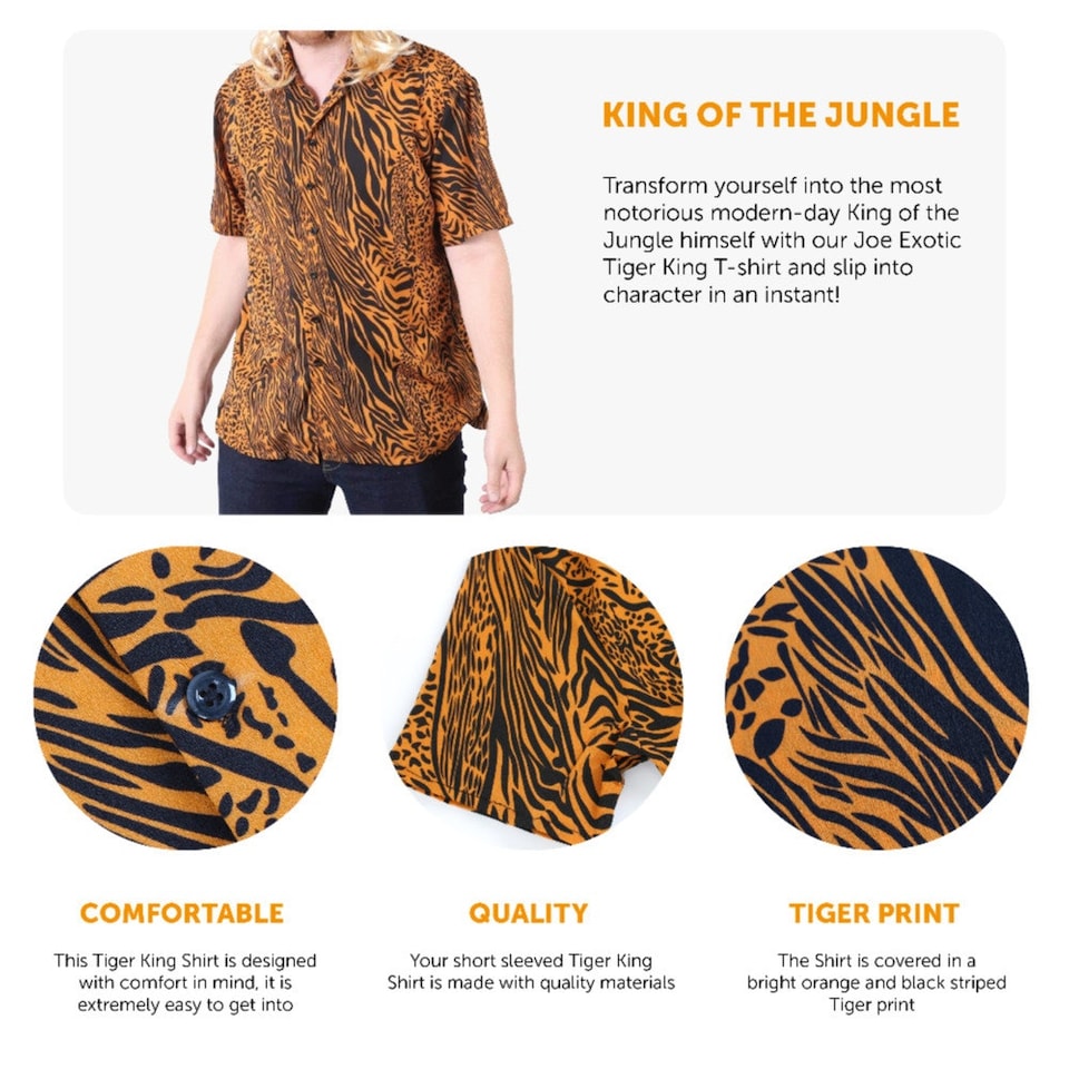 image 1 of Tiger Print Shirt | Orange | L