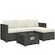 image 1 of Outsunny 4 Seater Rattan Sofa Set with Footstool Thick Cushions Black Cream