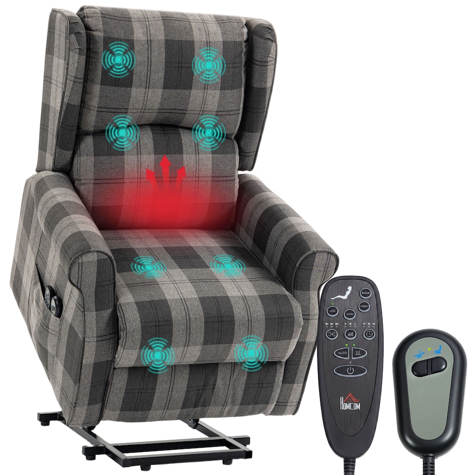image 1 of HOMCOM Power Lift Recliner Chair with Vibration Massage and Heat, Grey