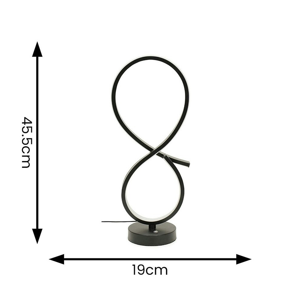image 1 of ValueLights Infinity Black Swirl Integrated LED Table Lamp Black