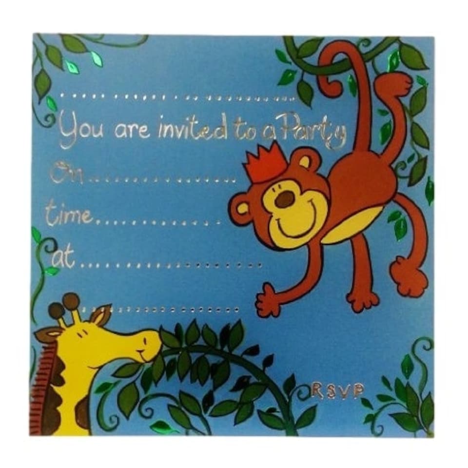 image 1 of Pack of 10 Birthday Party Invitation Card Sheets