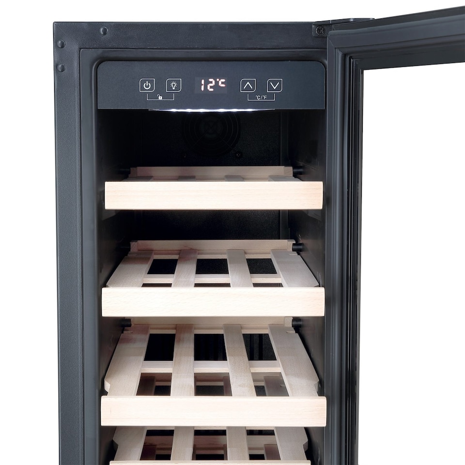 image 1 of Cookology CWC301BK 30cm Wine Cooler, Black, 20 Bottles, 60L, Digital Temp Control, 5 Shelves, Reversible Door