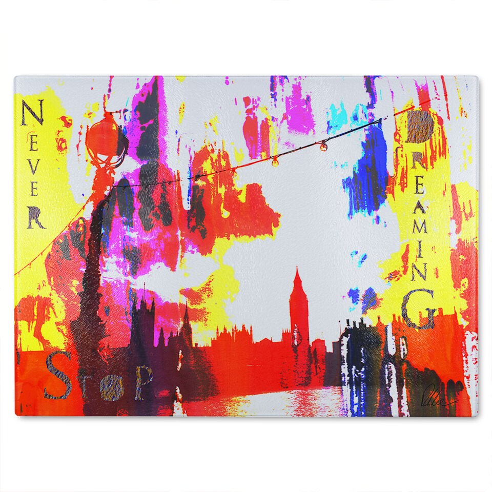 image 1 of Never Stop Dreaming Glass Chopping Board | Multi