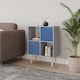 image 3 of Grey 4-Cube Storage Unit with 2 Wooden Doors and Legs | Blue | Blue & Pine | 1