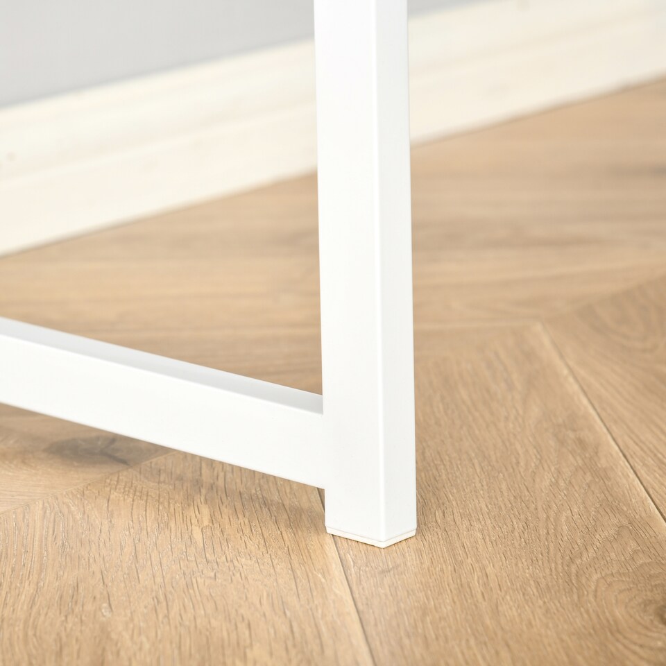 image 1 of HOMCOM Folding Desk, L Shaped Desk, Corner Computer Desk with 2-Tier Storage Shelf for Home Office, Study Room, Workstation, Easy Assembly, 120 x 72.5 x 76.5cm, Oak Tone