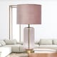 image 4 of Set of 2 Walpole - Blush Glass and Antique Brass 49cm Table Lamps with Pink Velvet Shade | Yellow | Pink | Large | 2