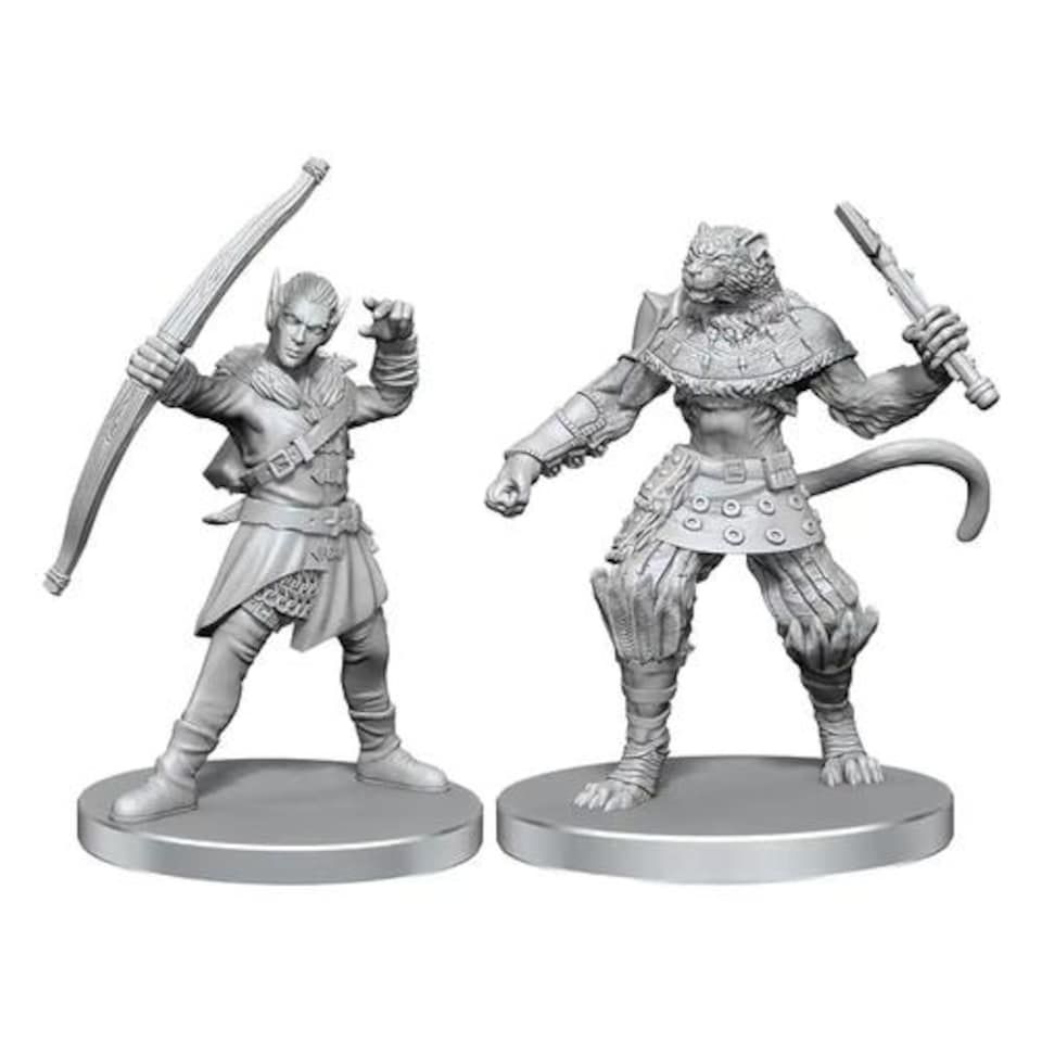 Pathfinder Rations Elf Hunter & Catfolk Bandit: Pathfinder Deep Cuts Unpainted Miniatures ...