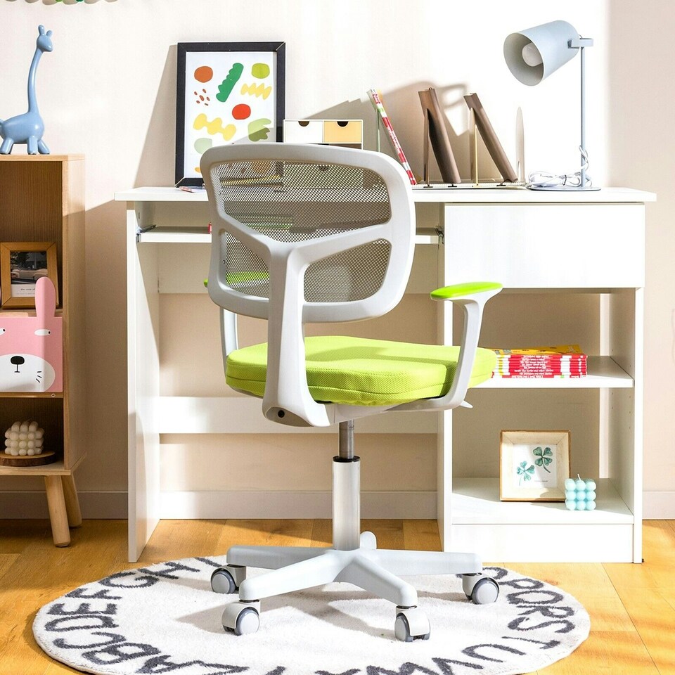 image 1 of COSTWAY Kids Computer Desk Chair Low-Back Task Study Chairs Yellow Yellow