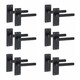 image 1 of Golden Grace 6 Pairs Victorian Straight T-Bar Door Handles Latch in Matt Black Finish - 120mm x 40mm Backplate Black