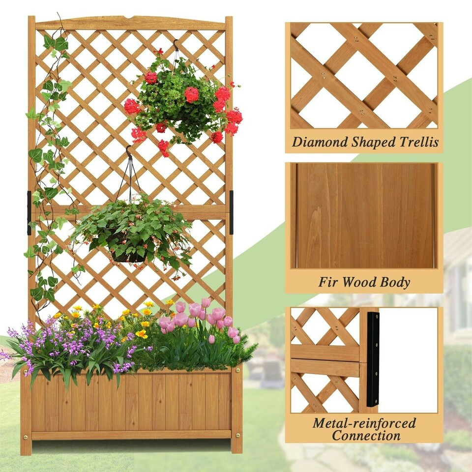 image 1 of COSTWAY Raised Garden Bed Outdoor Plant Container Orange Orange