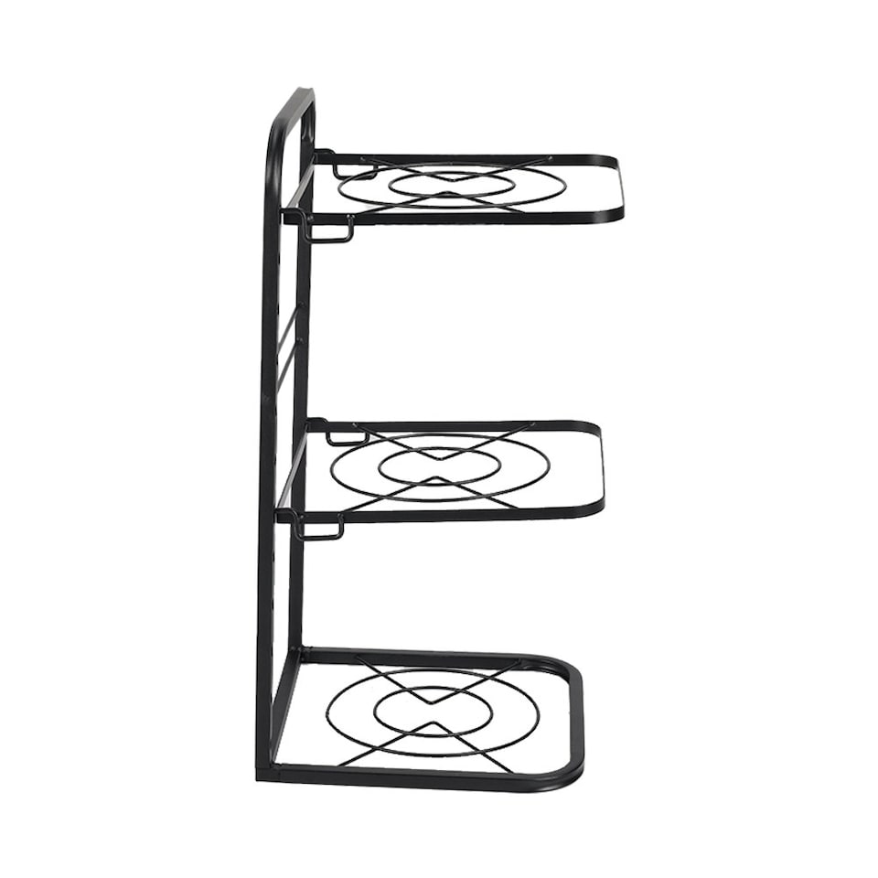 image 1 of Living and Home 3-Tier Kitchen Pot Pan Organizer Rack Black