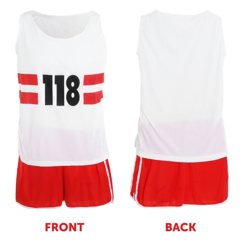 image 1 of 118 Vest , Socks and Shorts Set with Wig & Tash Red | XL