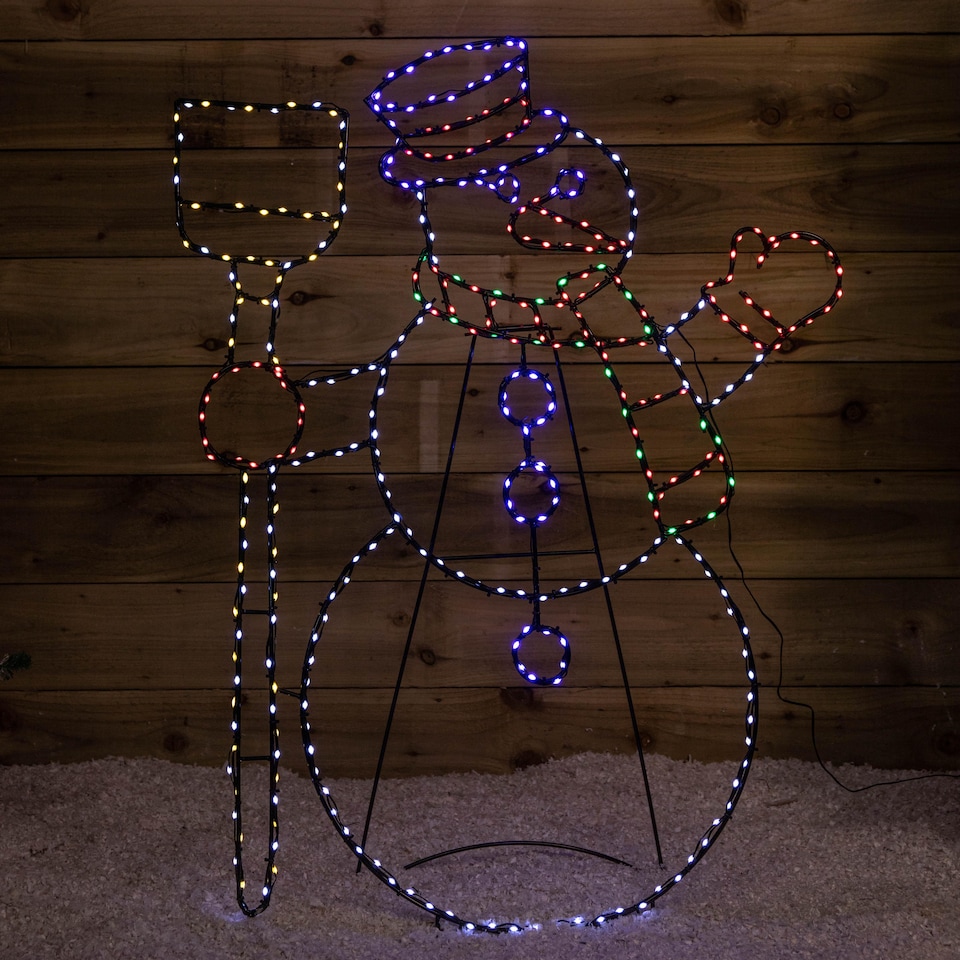 image 1 of 1m x 78cm Light up Standing Christmas Snowman with 390 Multi-Coloured LEDs