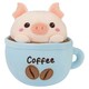 image 6 of Pig Coffee Cup Soft Toy Cute Plushie Huggable Cuddly Stuffed Toy 20cm Blue