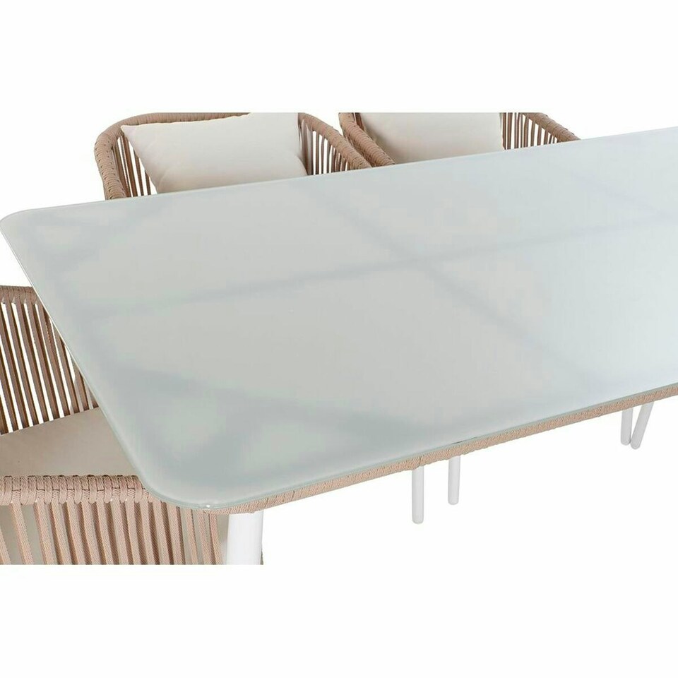 image 1 of Table set with chairs DKD Home Decor Beige 78 cm 163 x 95 x 6 cm Brown