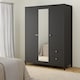 image 7 of Madrid  Wardrobe with 2 Doors 1 Mirror Door 2 Drawers Matt Black