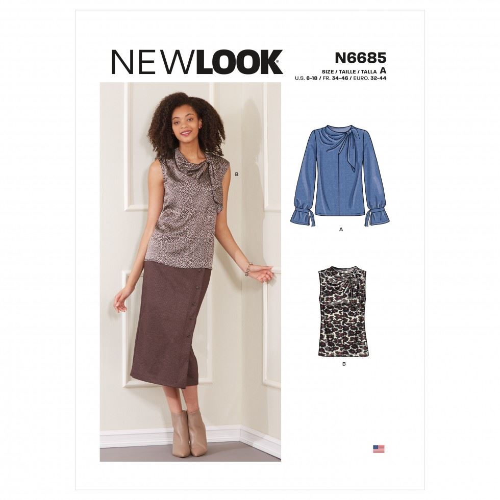 New Look 6685 Paper Sewing Pattern â Womenâs Top, Size A (6â8â10â12â14â16â18), Intermediate