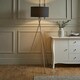 image 1 of ValueLights Camden Brushed Chrome Tripod Floor Lamp Charcoal Shade Grey