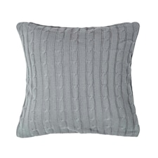 Homescapes Cotton Cable Knit Grey Cushion Cover - 45 x 45 cm | Grey | Grey | 45 x 45 cm