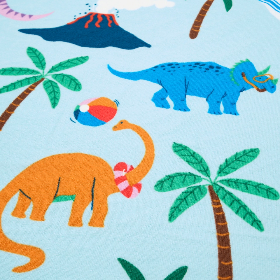 image 1 of Brentfords Kids Dino Beach Print Absorbent Holiday Travel Beach Bath Towel Blue | One size