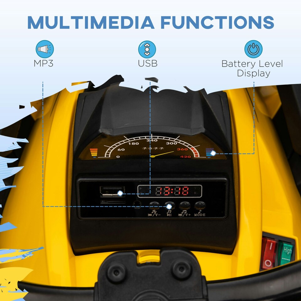 image 1 of HOMCOM 12V Quad Bike ATV with LED Lights, Music, for Kids, Yellow