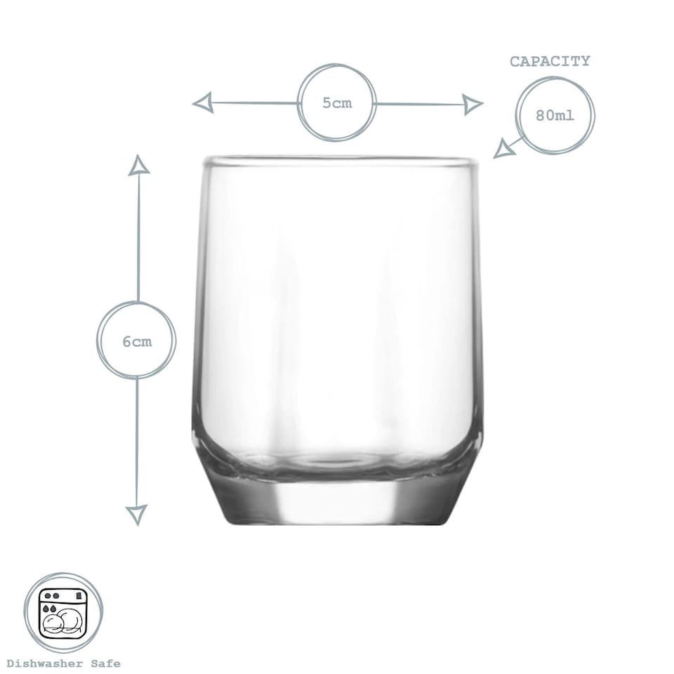 image 1 of LAV Diamond Shot Glasses - 80ml - Clear - Pack of 6 | Clear | Clear