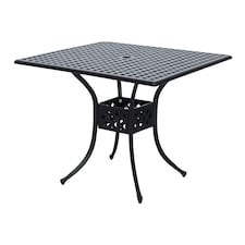 Outsunny Square Aluminium Outdoor Garden Dining Table with Umbrella Hole, Black