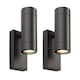 image 1 of Set of 2 Blaze - Black Outdoor Up Down Photocell Sensor Wall Lights | Black | Clear | 2