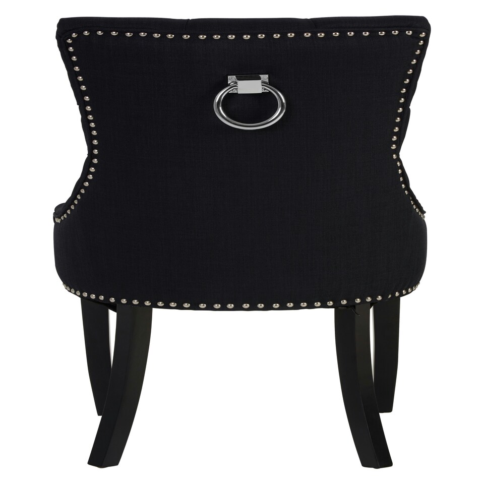 image 1 of Interiors by Premier Black linen Dining Chair, Comfortable High Back Office Chair, Aesthetic Linen chair for Living Room