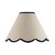 image 1 of Scallop Edge Natural Textured Linen Coolie Lamp Shade with Navy Trims | Blue | 12"