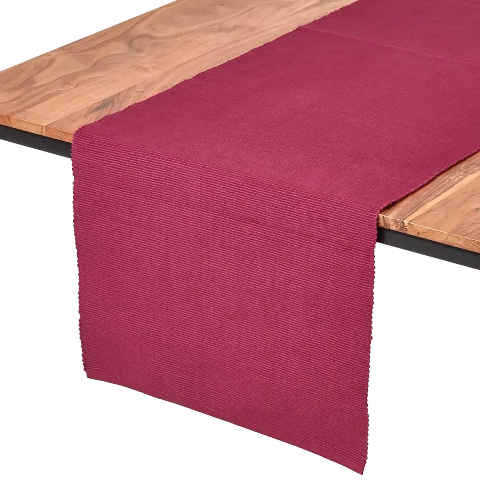 Homescapes Cotton Plain Plum Table Runner - 44 x 178 cm Purple Plum