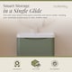 image 3 of Balterley Arch Wall Hung 1 Drawer Bathroom Vanity Unit & Polymarble Basin | Green | Satin Green