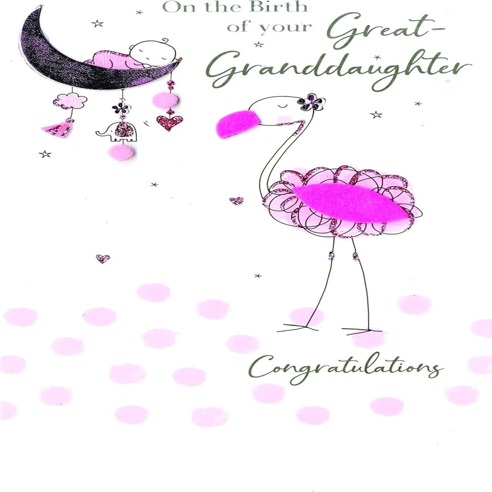 image 1 of Hand-Finished Birth of Your Great Granddaughter Card