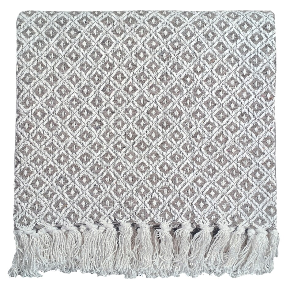 image 1 of Eden Cotton Geometric Throw Brown | Brown (254x254 cm)