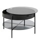 image 3 of Tipton Round Coffee Table in Black with Smoked Glass Top 75cm