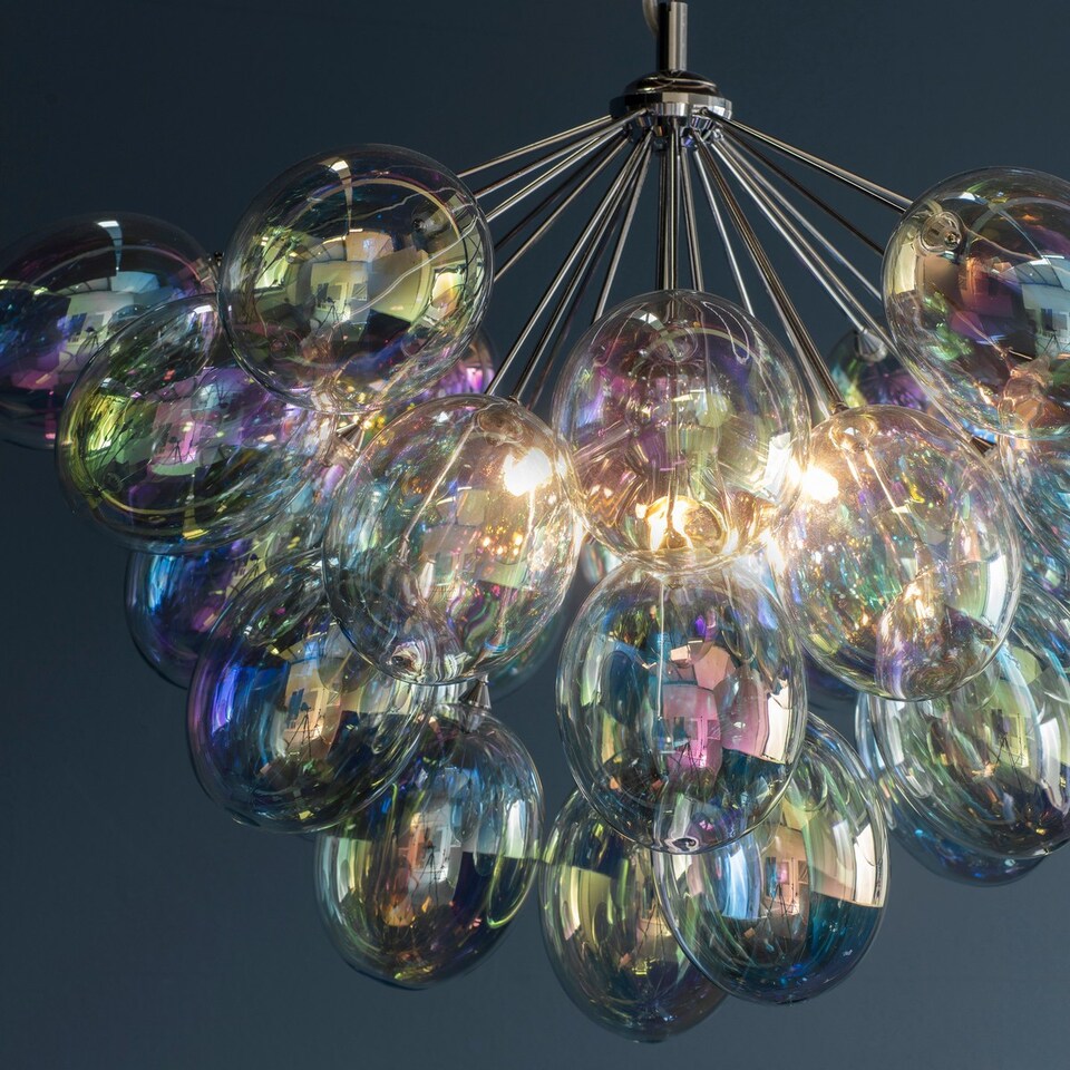 image 1 of Infinity Pendant Chrome Effect Plate & Dichroic Glass 6 Light Dimmable IP20 - G9