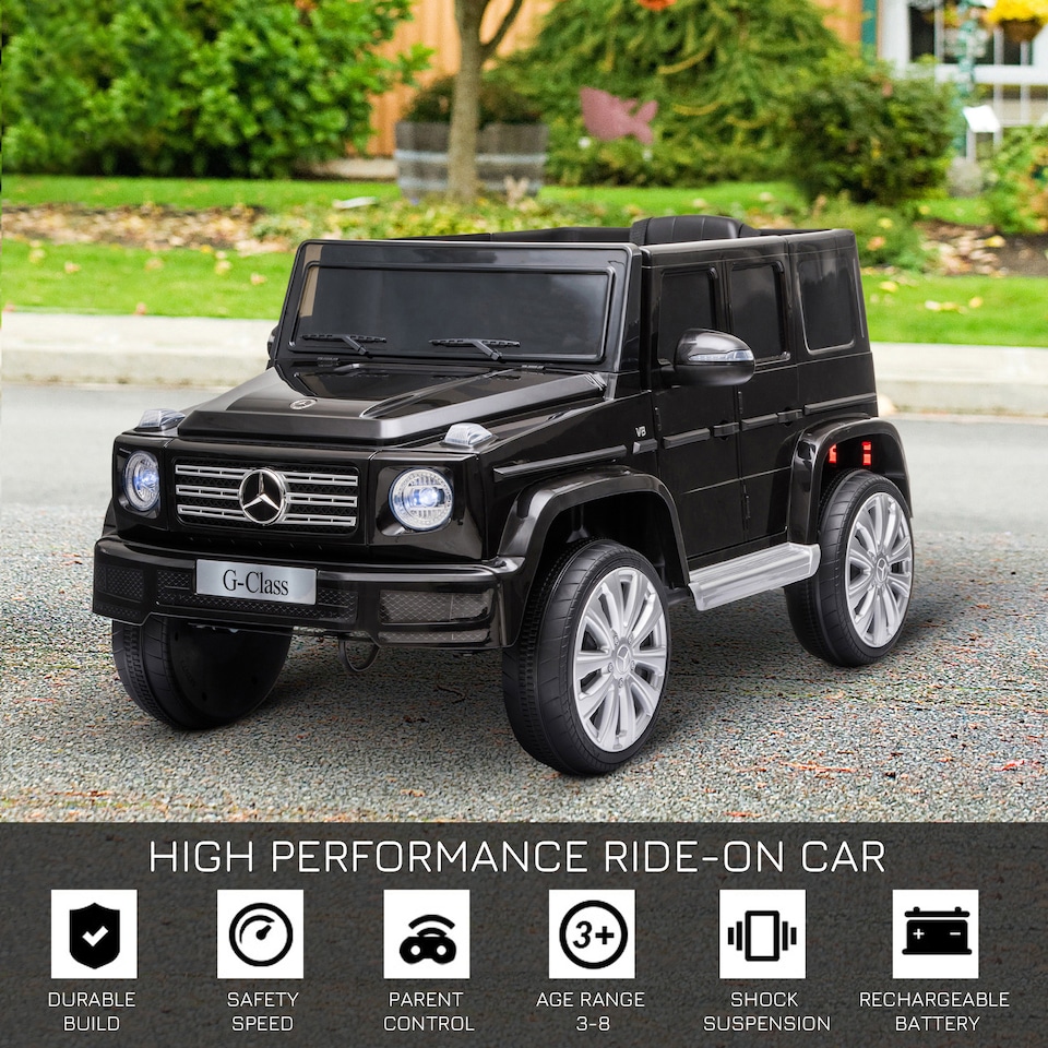 image 1 of HOMCOM Mercedes Benz G500 12V Kids Electric Ride On Car w/ Remote Control | Black | Black