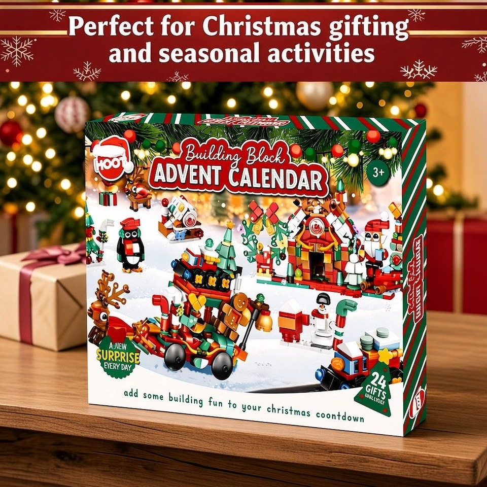 image 1 of Christmas Building Blocks Advent Calendar 24 Day Festive Construction Toy