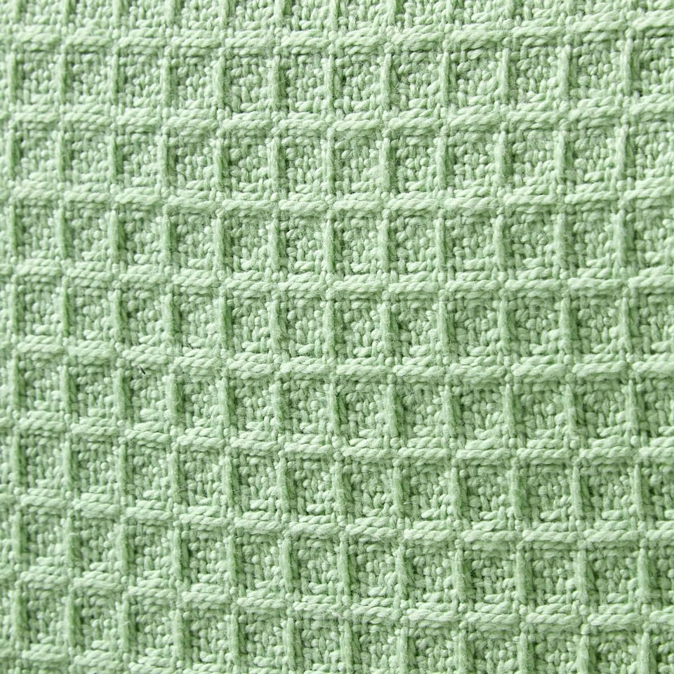image 1 of Homescapes Organic Cotton Waffle Baby Blanket Sage Green - 90 x 112 cm
