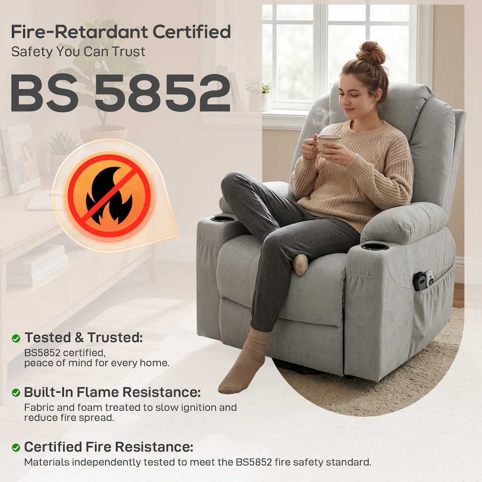 image 1 of HOMCOM Power Lift Recliner Chair with Vibration Massage, Light Grey