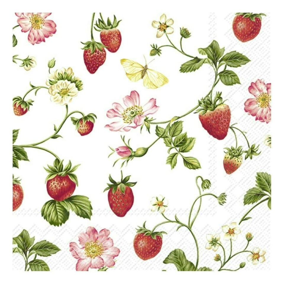 image 1 of IHR Lunch Napkins Sweet Strawberry 33cm 3ply 20 Pack