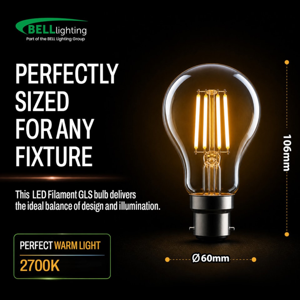 image 1 of BELL Lighting B22 Dimmable LED Filament GLS 7W Light Bulbs Warm White 2700K