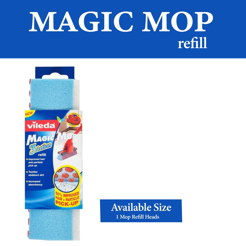 image 1 of Vileda Magic Mop Refill Sponge Floor Cleaning Replacement Head Hard Floors