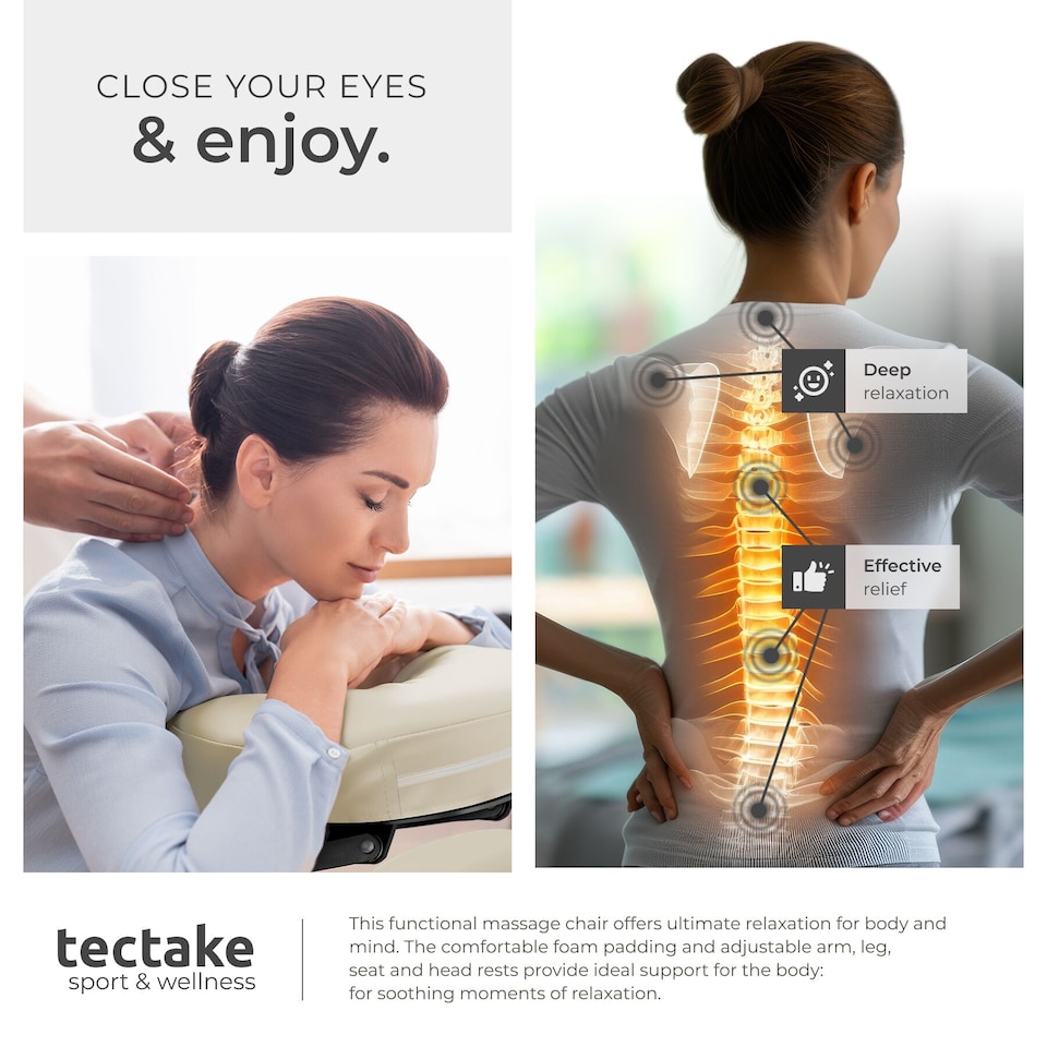 image 1 of Massage Chair - foldable, cushions for head, chest, arms and seat, with carry bag | Cream | beige | 1