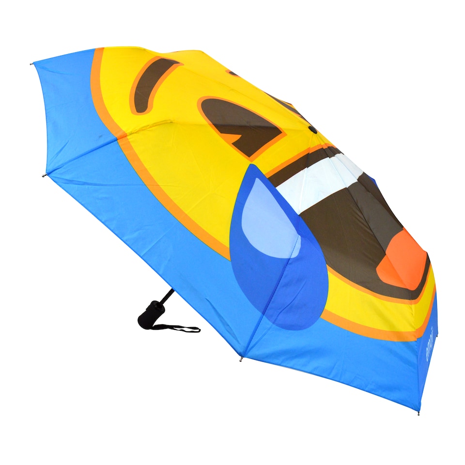 image 1 of Emoji Laughing Face Auto 3 Fold Compact Umbrella