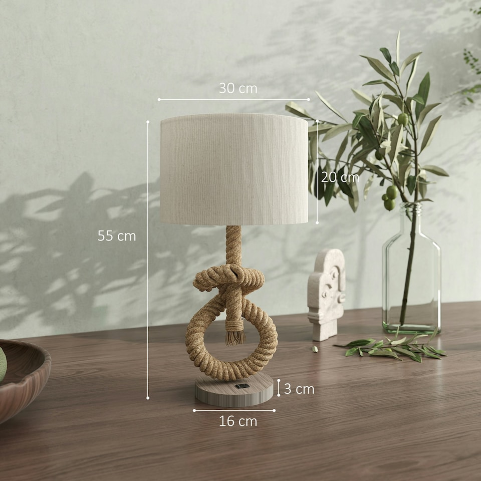 image 1 of HOMCOM LED Nautical Table Lamp with USB Charging Port for Bedroom Living Room